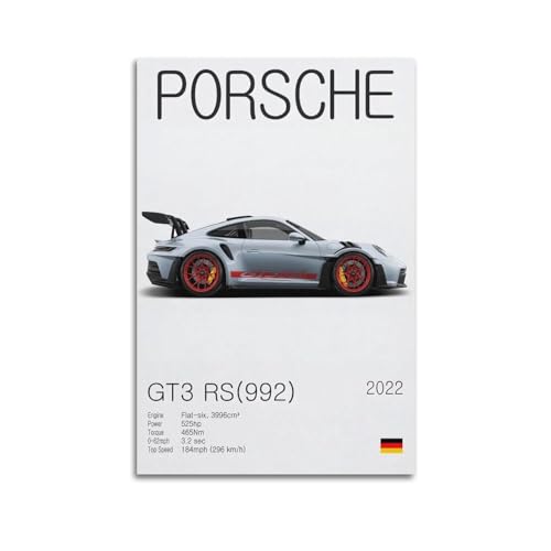 LADV 2022 Super Racing Car Poster 911 GT3 RS Sport Car Dekorative Malerei Leinwand Wandkunst Bild 60 x 90 cm von LADV