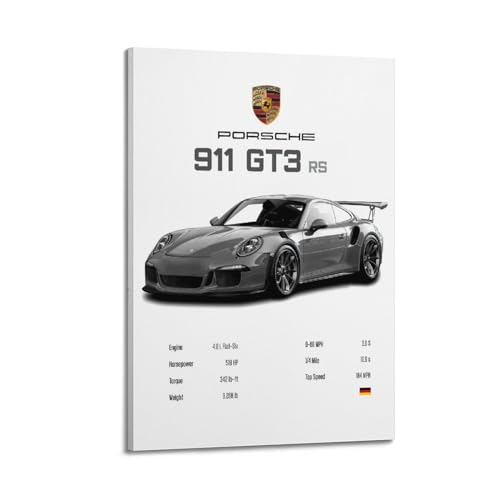LADV 911 GT3 RS Stats Poster grau Rennsport Auto Dekorative Malerei Leinwand Wandbild Bild 30 x 45 cm von LADV