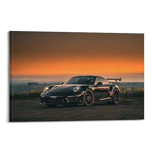LADV 911 GT3 RS schwarzes Rennsportauto auf Leinwand, 30 x 45 cm von LADV