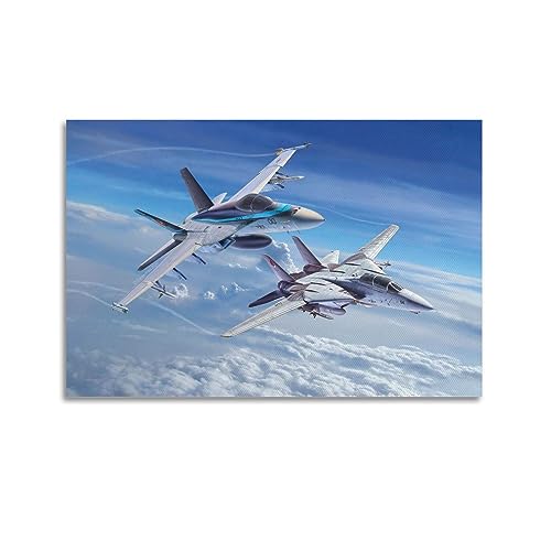 LADV Fighter Aircraft Poster F-14D Tomcat & FA-18E Super Hornet Dekorative Malerei Leinwand Wandkunst Bild 60 x 90 cm von LADV