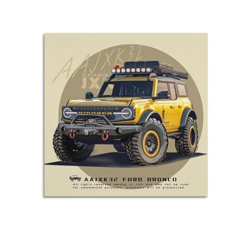 LADV Hardcore Offroad SUV Vintage Poster für Ford Bronco Dekorative Malerei Leinwand Wandkunst Bild 60 x 60 cm von LADV