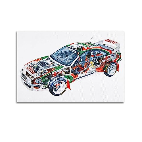 LADV Klassisches Rallye-Rennwagen-Poster für Celica Turbo-Anatomie-Diagramm, dekoratives Gemälde, Leinwand, Wandkunst, Bild, 60 x 90 cm von LADV