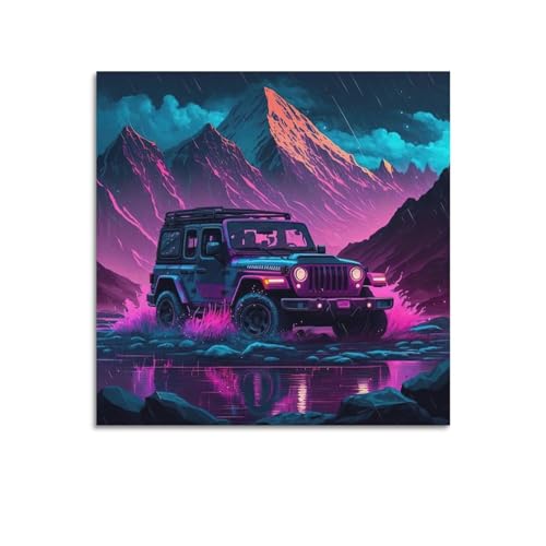 LADV Lila Hardcore Geländewagen SUV Allradantrieb Vintage Poster Wrangler Dekorative Malerei Leinwand Wandkunst Bild 70 x 70 cm von LADV