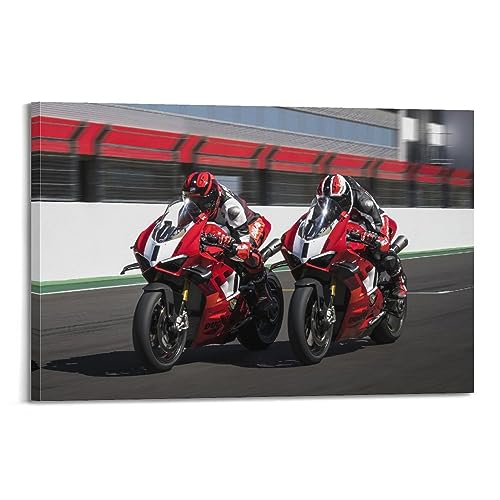 LADV Motorräder Racing Poster für Ducati Panigale V4 Motorrad Sport Cars Dekorative Malerei Leinwand Wandkunst Bild 40 x 60 cm von LADV