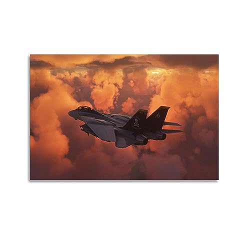LADV Poster F-14 Tomcat Militärflugzeug, dekoratives Gemälde, Leinwand, Wandkunst, Bild, 60 x 90 cm von LADV