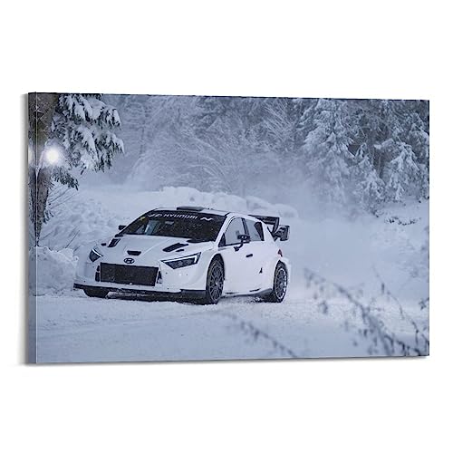 LADV Rallye-Auto-Poster I20 N Rallye im Schnee, Rennwagen, dekoratives Gemälde, Leinwand, Wandkunst, Bild, 30 x 45 cm von LADV