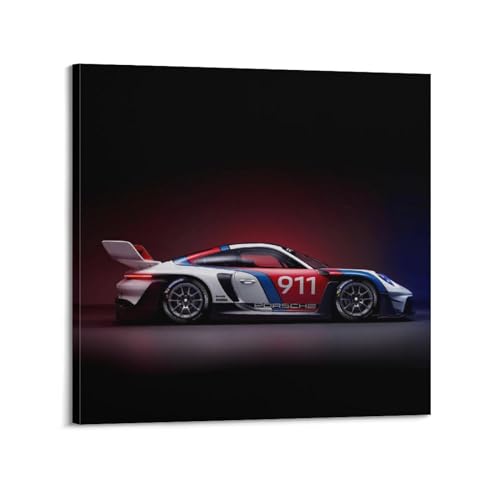 LADV Rennsportwagen-Poster 911 GT3 R Rennsport, dekoratives Gemälde, Leinwand, Wandkunst, Bild, 40 x 40 cm von LADV