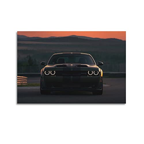 LADV Sportwagen-Poster für Dodge SRT Hellcat Super Rennwagen, dekoratives Gemälde, Leinwand, Wandkunst, Bild, 60 x 90 cm von LADV