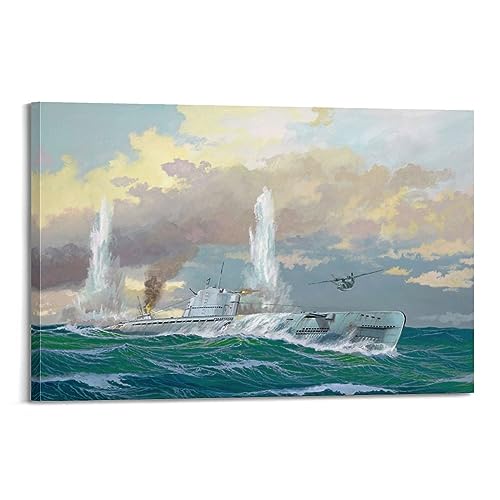 LADV Vintage WW2 Deutsches U-Boot Typ XXI Kriegsschiff Kunstwerke Dekorative Malerei Leinwand Wandkunst Bild 20 x 30 cm LADV Vintage WW2 Deutsches U-Boot Typ XXI Kriegsschiff Kunstwerke Dekorative Malerei Leinwand Wandkunst Bild 20 x 30 cm von LADV