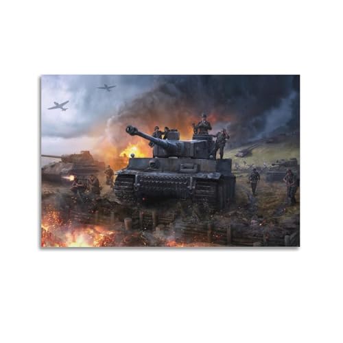 LADV Vintage WW2 Panzer Poster Deutscher Tiger Hauptkampfpanzer Dekorative Malerei Leinwand Wandkunst Bild 60 x 90 cm von LADV