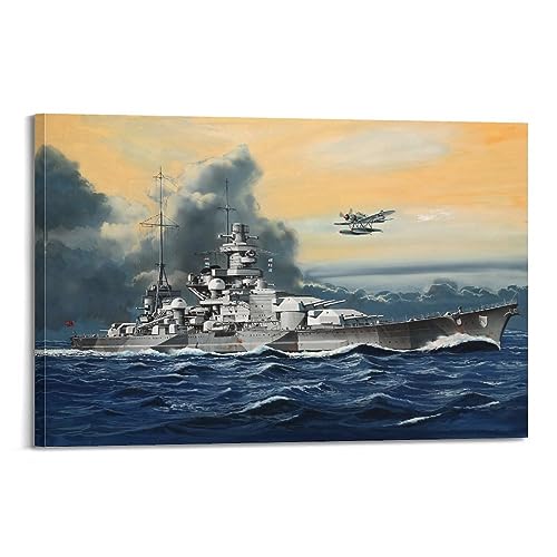LADV Vintage WWII Kriegsschiff deutsches Schlachtschiff Scharnhorst Schlachtkreuzer dekoratives Gemälde Leinwand Wandkunst Bild 20 x 30 cm von LADV