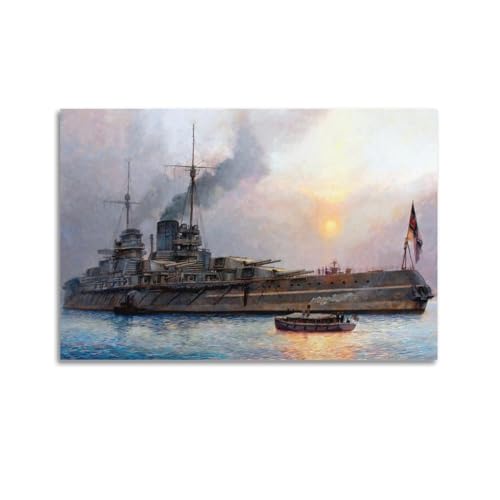 LADV WWI Vintage Battleship Poster 1916 05 30 SMS Seydlitz Dekorative Malerei Leinwand Wandkunst Bild 60 x 90 cm von LADV