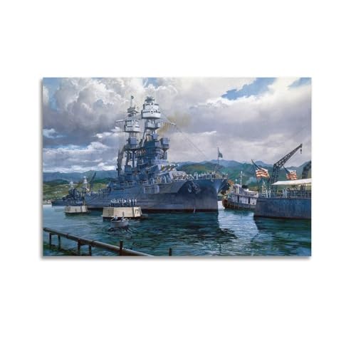 LADV WWII Vintage Battleship Poster 1941 12-05 Pearl Harbor USS Arizona Dekorative Malerei Leinwand Wandkunst Bild 30 x 45 cm von LADV
