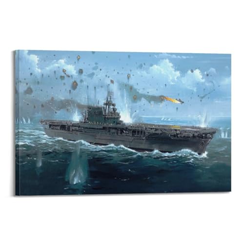 LADV WWII Vintage Battleship Poster 1942 10 26 Santa Cruz USS Enterprise CV-6 Dekorative Malerei Leinwand Wandkunst Bild 50 x 75 cm von LADV