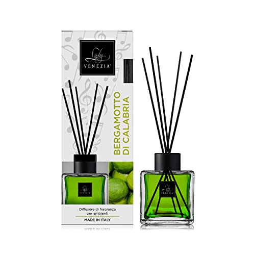 Raumduft mit Stäbchen - Raumduft Diffuser - Bergamotte aus Kalabrien – 100 ml - Diffuser mit Stäbchen - Diffuser für Aromatherapie – Lady Venezia – Made in Italy von Lady Venezia