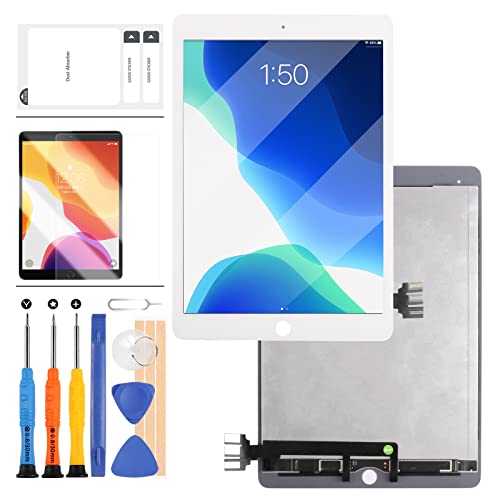 Bildschirm Ersatz Compatible für iPad Pro 9.7 2016 A1673 A1674 A1675 LCD Display Touchscreen Montage Tablet Frontscheibe & LCD Bildschirm Reparatur mit gratis Werkzeugset + gehärtetem Glas (weiß) von LADYSON