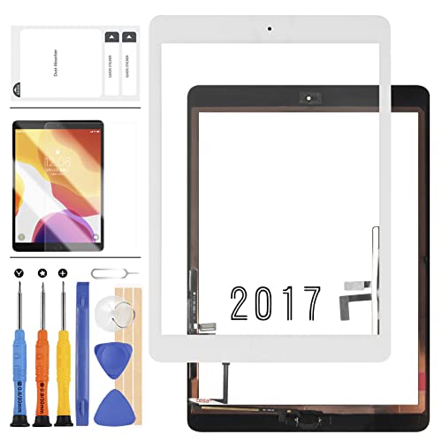 Digitizer Bildschirm Ersatz Compatible für iPad 2017 iPad 5 Gen 9,7 Zoll A1822 A1823 Touchscreen Glas Panel mit Home Button Reparaturteile für iPad5 Touchscreen +Werkzeug (Weiß mit Taste) von LADYSON