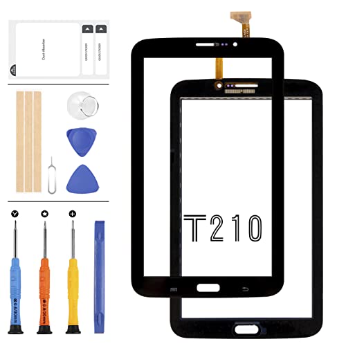 Ersatz-Display für Samsung Galaxy Tab 3 7.0 T210 SM-T210 T210R T210L T217S 217A Touch Digitizer Sensor Glas Pnel Komplettes Reparaturset (WiFi Ver.Kein Lautsprecherloch) +Werkzeug (schwarz) von LADYSON