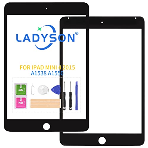 Ersatz-LCD-Bildschirm Compatible für iPad Mini 4 2015, 20,1 cm (7,9 Zoll), A1550 A1538, Front-Außenglas, mit Werkzeug (kein Touch-Digitizer) Schwarz von LADYSON