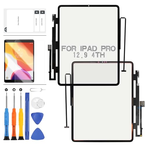 Ersatz-Touchscreen Compatible für iPad Pro 12.9 2020 4. Generation A2069 A2232 A2233 A2229 Touchscreen Digitizer Sensor Glas Scheibe Objektiv Reparatur-Set mit Schutzfolie +Werkzeug (IPS-Schwarz) von LADYSON