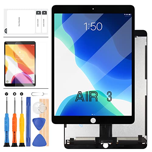 Ersatzbildschirm Compatible für iPad Air 3 3. Generation 2019 LCD Display Touchscreen Digitzer Full Glass Assembly für iPad 2019 Air3 A2152 A2123 A2153 A2154 mit Werkzeug + gehärtetem Glas (schwarz) von LADYSON