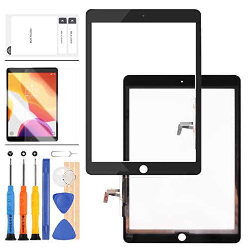 Ersatzdisplay Compatible für iPad Air 1 1. Generation A1474 A1475 A1476 Touch Digitizer Glas Panel für iPad 2017 iPad 5 Touchscreen Reparaturteile mit Schutzfolie und Werkzeug (schwarz) von LADYSON