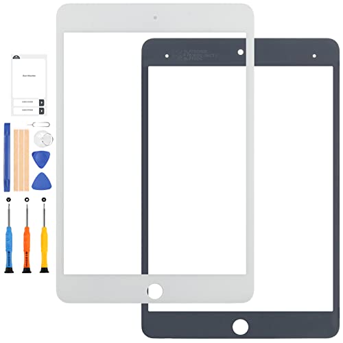 Ersatzteil-Set Compatible für iPad Mini 5 2019 (7,9 Zoll) A2133 A2124 A2126 A2125, Front-Außenglas, Komplett-Objektiv-Reparatur-Set mit Werkzeug (kein Touch-Digitizer) (weiß) von LADYSON