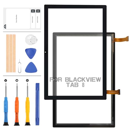 LADYSON Bildschirm-Ersatz für Blackview Tab 8 Tab 8e Touchscreen-Digitizer für Blackview Tab 8 Tab 8e Tablet PC, kapazitives Glas-Sensor-Panel-Objektiv-Reparatur-Set, Schwarz von LADYSON