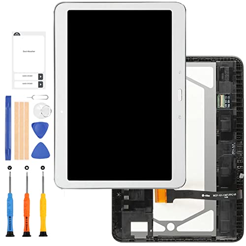 LADYSON Bildschirm-Ersatz für Samsung Galaxy Tab 4 10.1 2015 T533 SM-T533 LCD Display Touch Panel Digitizer Vollglas Tablet PC Teile Kits mit Rahmen + Werkzeug (weiß) von LADYSON