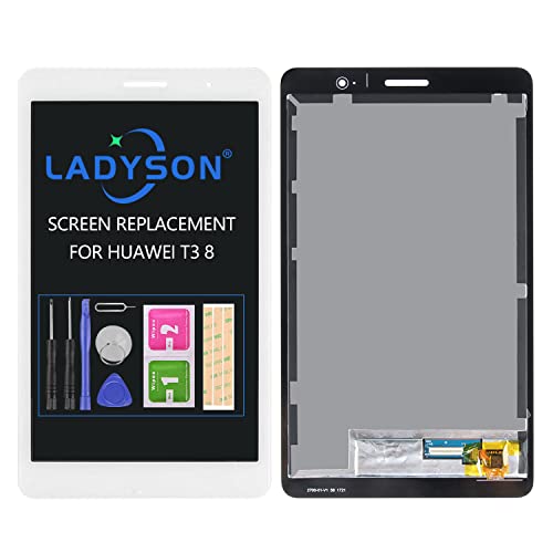 LADYSON Bildschirm für Huawei MediaPad T3 8 KOB-L09 KOB-W09 LCD Display Touchscreen Digitizer Assembly für Huawei T3 8.0 Matrix Sensor Glas Linse Ersatz-Kits (weiß) von LADYSON