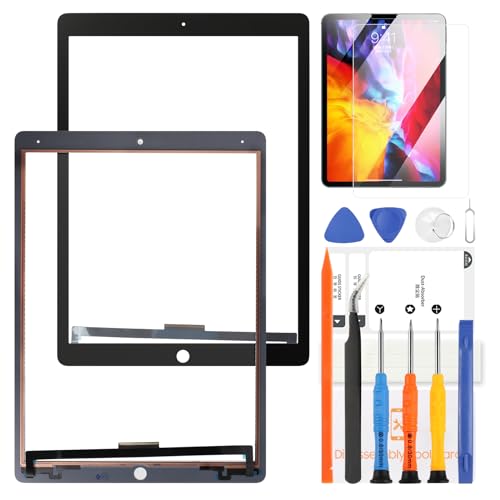 LADYSON Bildschirm für iPad Pro 12.9 2017 2nd Gen Touch Panel Digitizer Glas Ersatzglas Bildschirm A1670 A1671 A1821 Touchscreen Reparatursatz (kein LCD-Display) (schwarz) von LADYSON