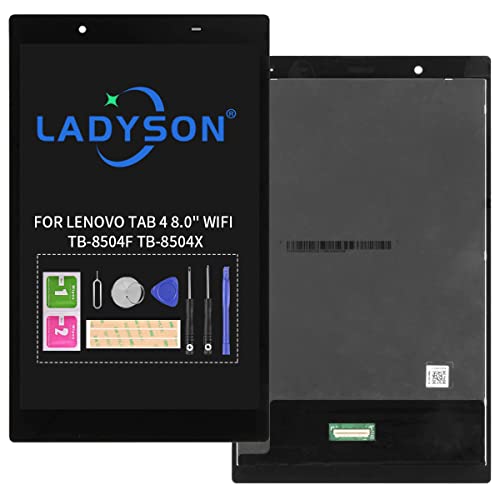 LADYSON Bildschirm-Ersatz für Lenovo Tab 4 8 Zoll Wi-Fi 8504 TB-8504F TB-8504X LCD Display Matrix Touch Screen Digitizer Panel Sensor Glas Tablet Montage Reparaturteile Kit mit Werkzeug (schwarz) von LADYSON