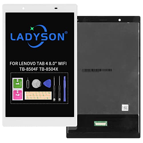LADYSON Ersatz-Display für Lenovo Tab 4 8 Zoll WiFi 8504 TB-8504F TB-8504X LCD Display Matrix Touchscreen Digitizer Panel Sensor Glas Tablet Montage Reparaturset mit Werkzeug (weiß) von LADYSON