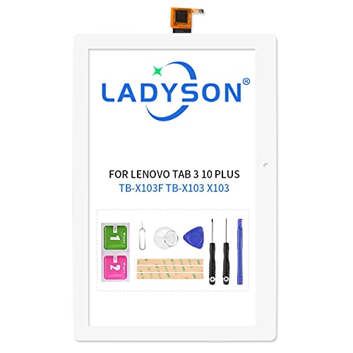 LADYSON Ersatz für Lenovo Tab 3 10 Plus Touchscreen Glas Panel Part Repair (kein LCD) kompatibel mit Lenovo Tab 3 10 Plus TB-X103 TB-X103F 25,7 cm (10,1 Zoll) (weiß) von LADYSON