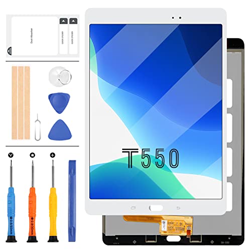 LADYSON Ersatzbildschirm für Samsung Galaxy Tab A 9.7 SM-T550 T550 T551 T555 LCD Display Touchscreen Digitizer Glas Komplette Montage Reparaturteile Kit mit Werkzeug (weiß) von LADYSON