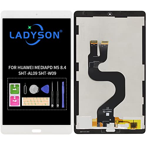 LADYSON Ersatzbildschirm für Huawei MediaPad M5 8.4, für Huawei M5 SHT-AL09 SHT-W09 8,4 Zoll LCD Display Touchscreen Digitizer Tablet PC Panel Sensor Vollglas Montage mit Klebeband + Werkzeug (weiß) von LADYSON