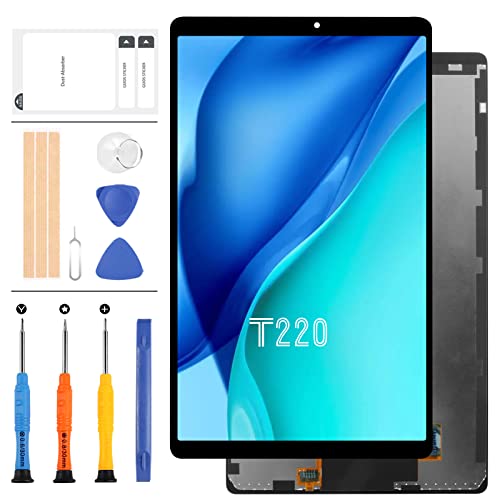 Ersatz-LCD-Bildschirm für Samsung Galaxy Tab A7 Lite LTE SM-T225 T225 22,1 cm (8,7 Zoll) LCD-Display, Montageset SM T225 Matrix Touch Digitizer Glas Reparaturteil-Set mit Werkzeugen (schwarz) von LADYSON