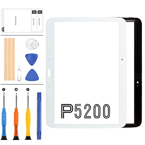 P5200 Bildschirm-Ersatz-Set für Samsung Galaxy Tab 3 10.1 GT-P5200 P5210 Touchscreen-Digitizer-Glasscheibe, Vollmontage-Reparaturteile mit Werkzeug (kein LCD) (weiß) von LADYSON