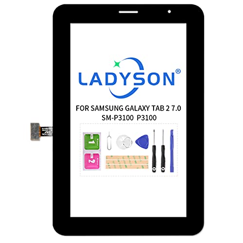 Touchscreen-Digitizer für Samsung Galaxy Tab 2 P3100, Frontscheibe, Glas, Ersatzteil-Set (nicht LCD) (schwarz) von LADYSON