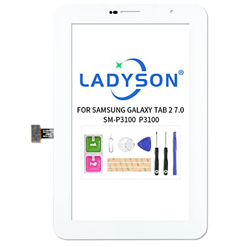 Touchscreen-Digitizer für Samsung Galaxy Tab 2 P3100, Frontscheibe, Glas, Ersatzteil-Set (nicht LCD) (weiß) von LADYSON