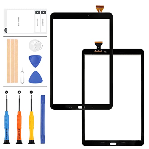 Touchscreen-Digitizer für Samsung Galaxy Tab E 9.6 SM-T560 SM-T561 T560 T561 Touchscreen-Digitizer-Glaslinsen-Set, inklusive Kleber und Werkzeug (nicht LCD) (schwarz) von LADYSON