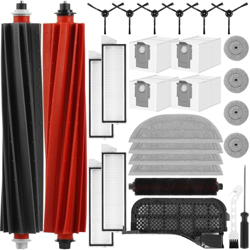 28 Stück Zubehör für Roborock S8 MaxV Ultra Saugroboter, 2 Hauptbürste 4 Staubbeutel 4 Wischtücher 4 Seitenwischer 4 Filter 6 Seitenbürsten 1 Reinigungsbürste& Wasserfilter Zubehör von LADYSONS