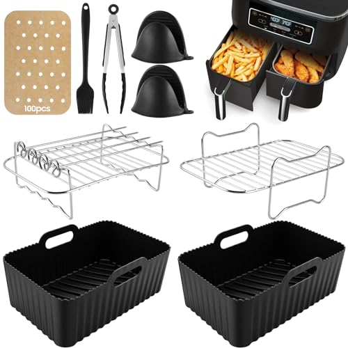 Heißluftfritteuse Zubehör | Airfryer Zubehör für Ninja Dual AF400EU & AF300EU & Tower T17088 | für Ninja Airfryer Zubehör | Air Fryer Accessories | Kompatibel für Ofen, Mikrowelle von LADYSONS