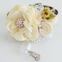 Elfenbein Gelb Perle Perlen Spitze Blumenkragen, Ringträger Handgemacht M Xxl Kragen Vorschlag, Frühling Land Elegante Hochzeit Hochwertiges Geschenk von LADogStore