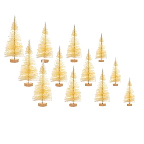 LAEMILIA 24 Stücke Deko Tannenbaum Weihnachtsbaum künstlich Klein Holz Mini Weihnachtsbaum Weihnachten Dekoration Tischdeko in Braun Grün Weiß DREI Größen, DIY, Schaufenster (Beige, 12) von LAEMILIA