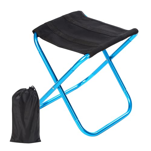 LAEMILIA Tragbarer Klapphocker für Camping, Angeln, leicht, faltbar, Aluminium, Outdoor-Stuhl, Tragfähigkeit bis zu 118,9 kg, Blau von LAEMILIA