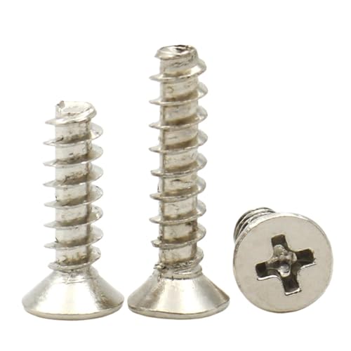 100/200 Stück M2 M2.2 M2.5 M2.6 Vernickelte Kreuzschlitz-Senkkopf-Flachkopf-Selbstschneidende Mini-Schraube(6mm,M2.6 (100pcs)) von LAERNPU