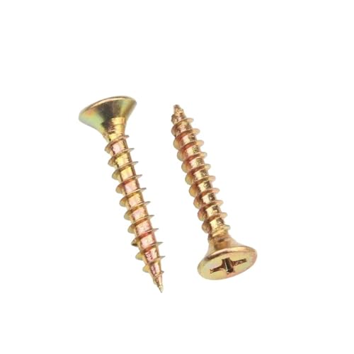 15–50 Stück Selbstschneidende Holzschrauben Mit Flachkopf M3 M3,5 M4 M5 M6, Farbige Zinklegierung, Flachkopf, Kreuzschlitzspitze For Trockenbau Und Faserplatten(M4x14mm(30pcs)) von LAERNPU