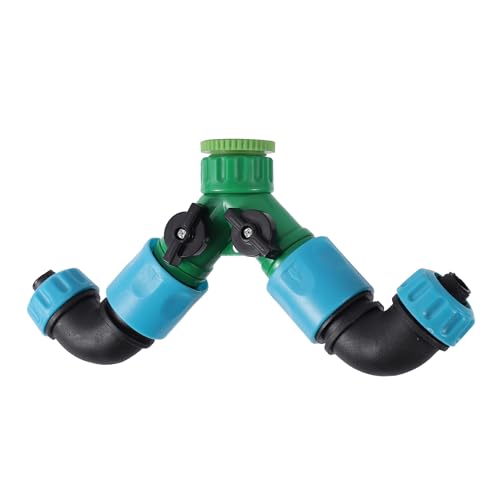 2-Wege-Wasserhahn Y-Verteiler 1/2"3/4" Gewinde Konvertieren 16mm Rohr Gartenbewässerung Verteilung Schnellanschlussventil von LAERNPU