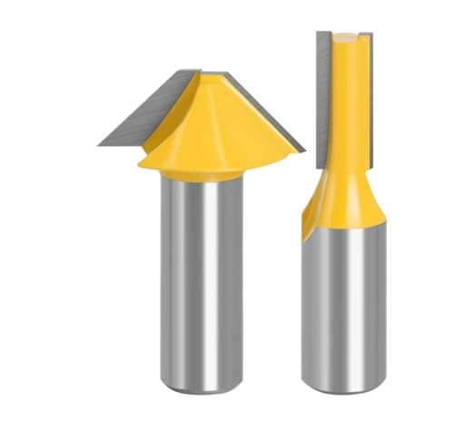 2 stücke 12mm 1/2 Hartmetall Zapfen Schneiden Bits Messer flachem boden V Form Fräser Router Bit for Holz Tür Fenster(12mm shank) von LAERNPU